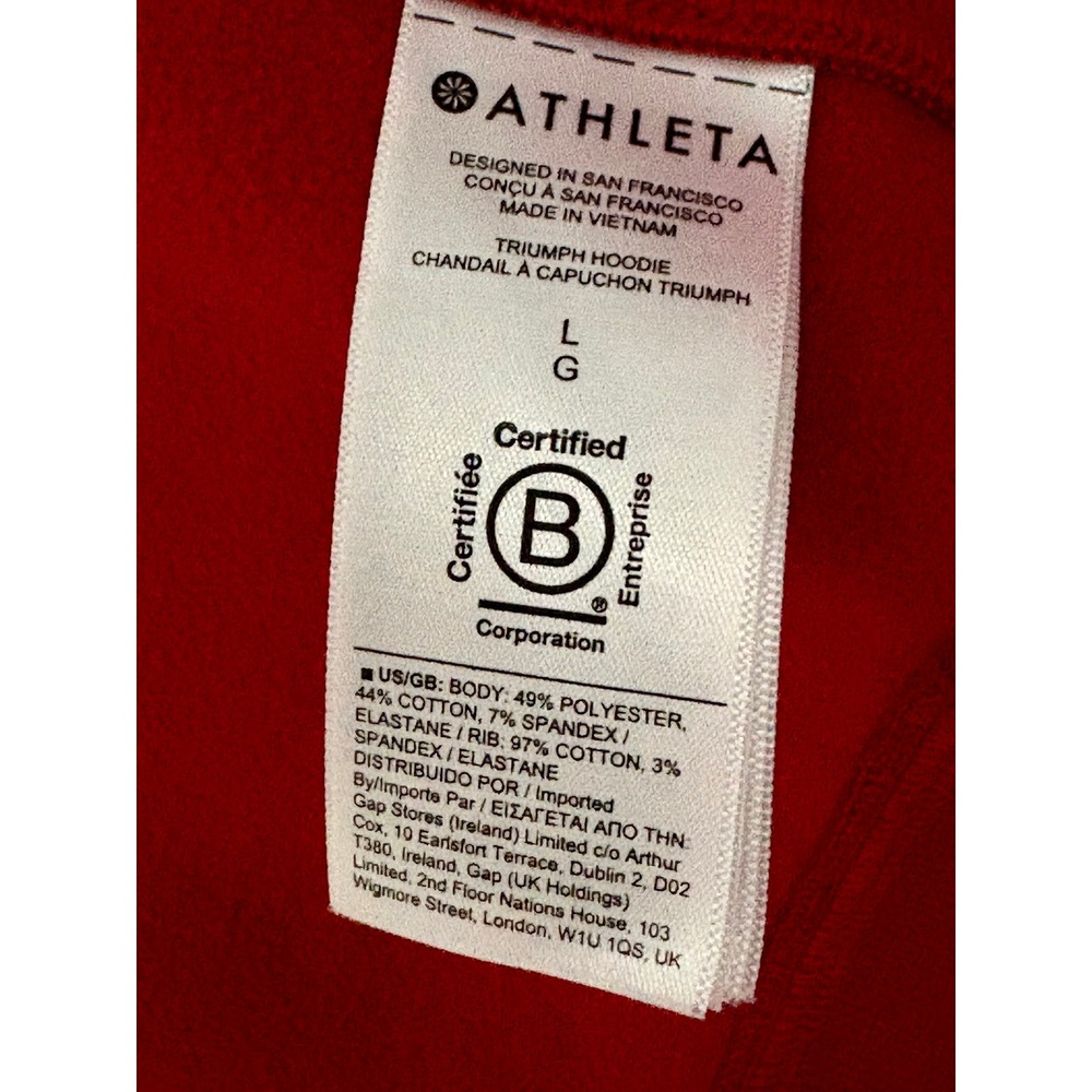 Athleta Women Hoodie Large Dark Red Zip Triumph Long Sleeve Thumbhole Jacket EUC - Picture 9 of 13